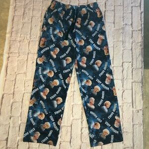 Golden Girls Lounge Pajama Pants Size M Blue Drawstring Waist Pocket Button Fly